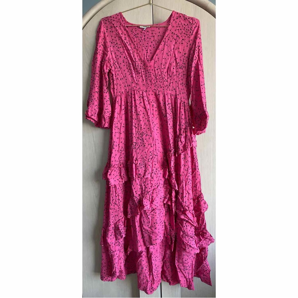 Ganni Barra Crepe Ruffle Dress